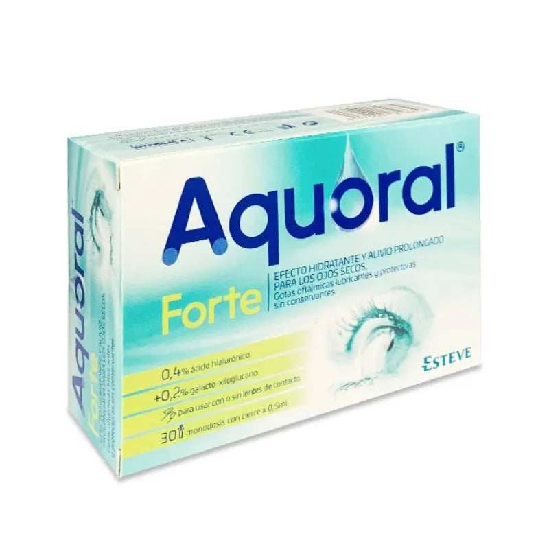 Esteve Aquoral Forte oogdruppels hyaluronzuur 0,4 30 enkelvoudige doses