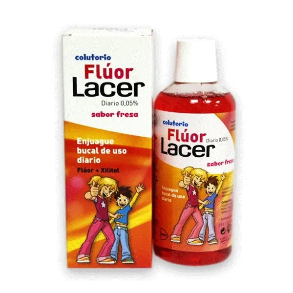 Lacer 0,05% Fluoride Mondspoeling met aardbeiensmaak 500ml
