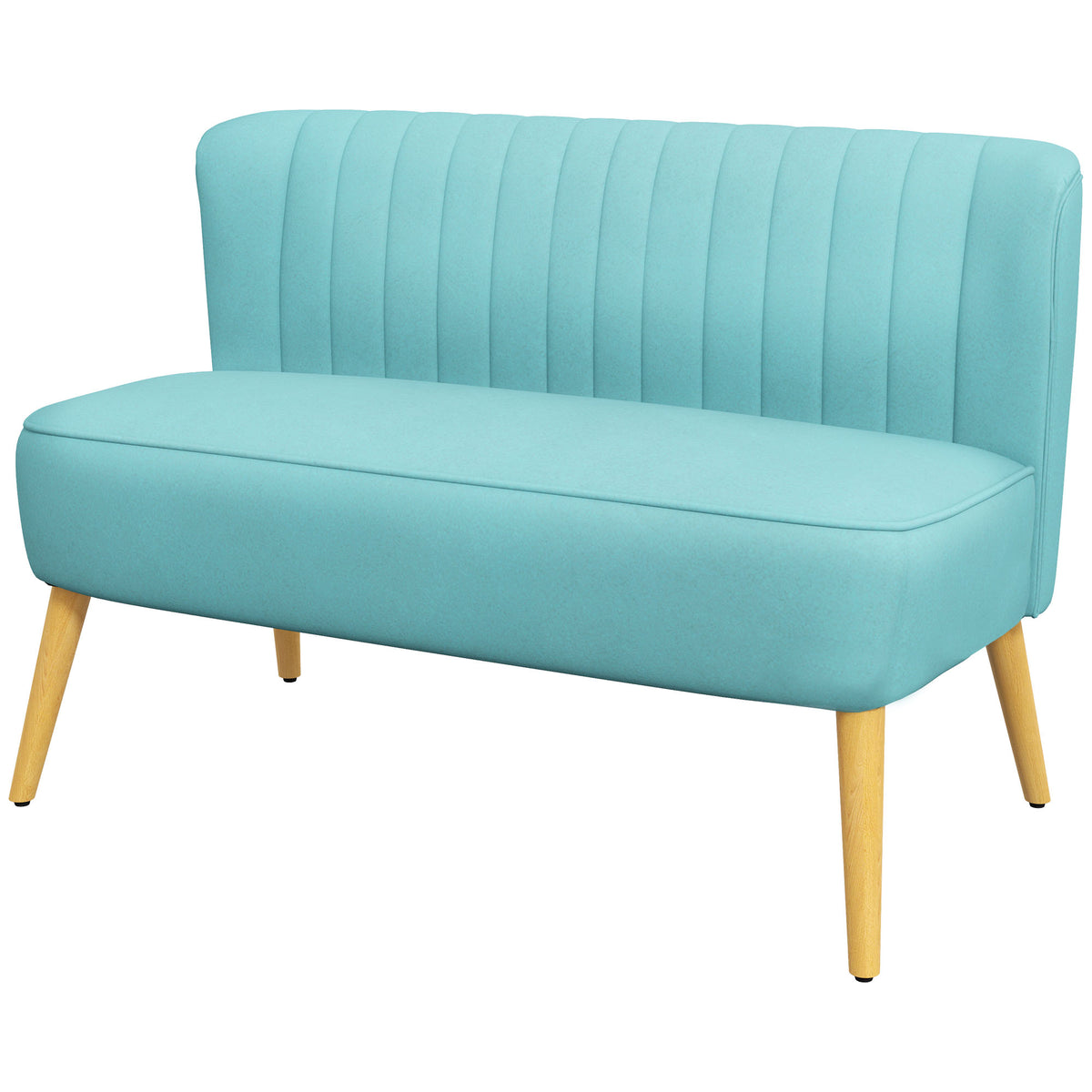 Sofa retrodesign 2-zitsbank, houten poten, 117 cm x 56,5 cm x 77 cm, groen