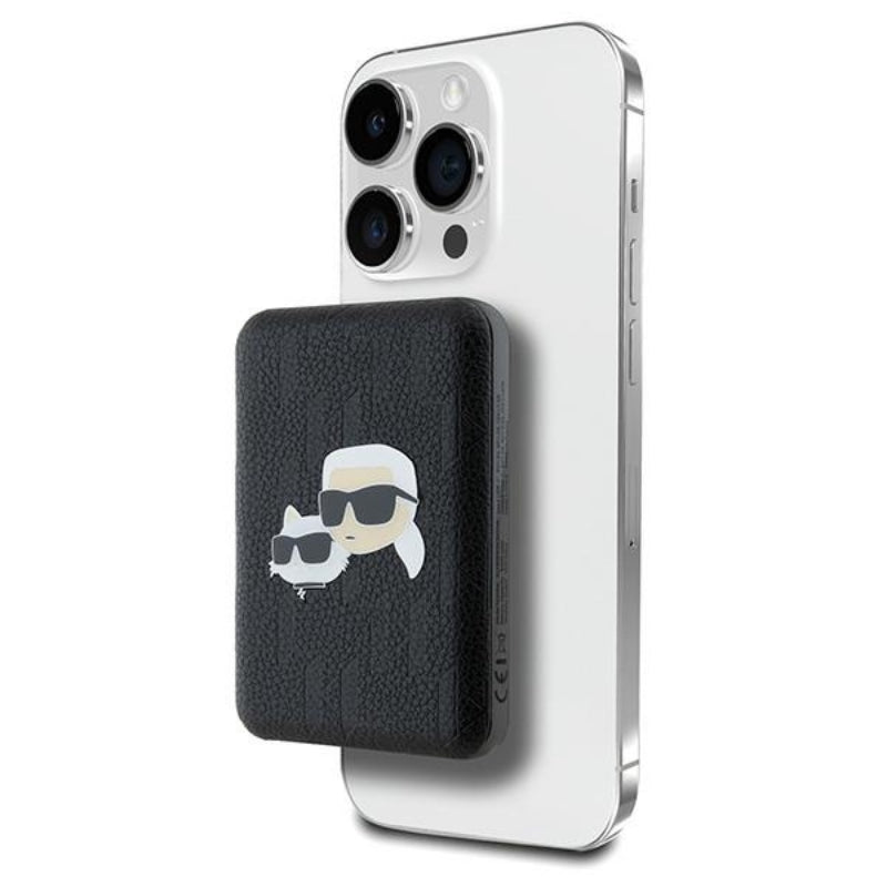 Karl Lagerfeld Karl & Choupette Head Pin MagSafe – Draadloze powerbank 5000 mAh 15W (zwart)