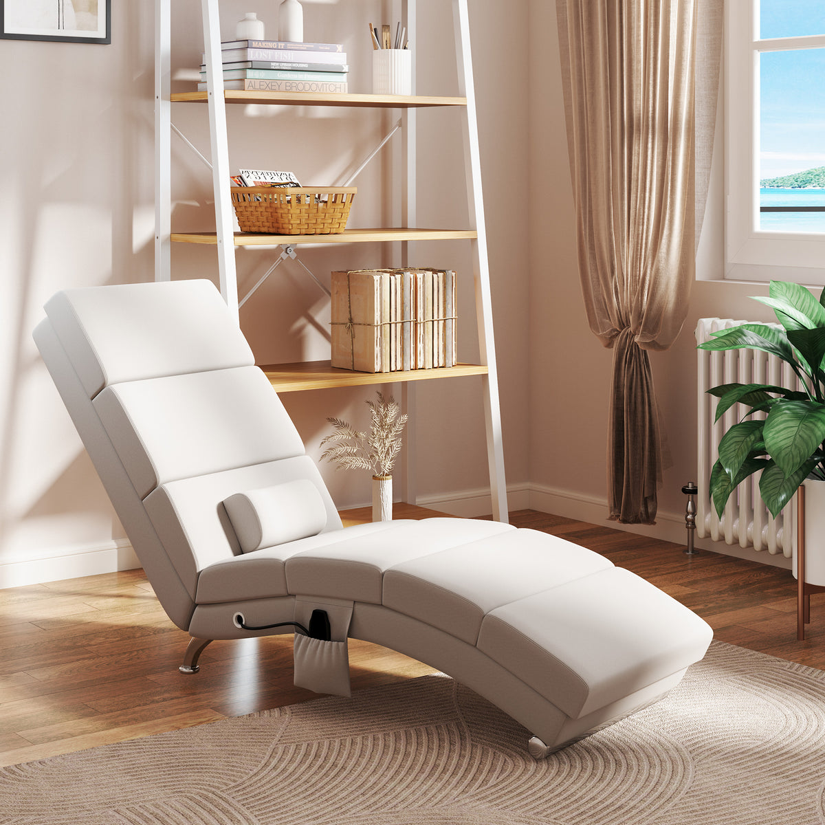 Elektrische relaxfauteuil massagestoel met ligfunctie warmtefunctie vibratie lendenkussen 56 x 168 x 84 cm (2)
