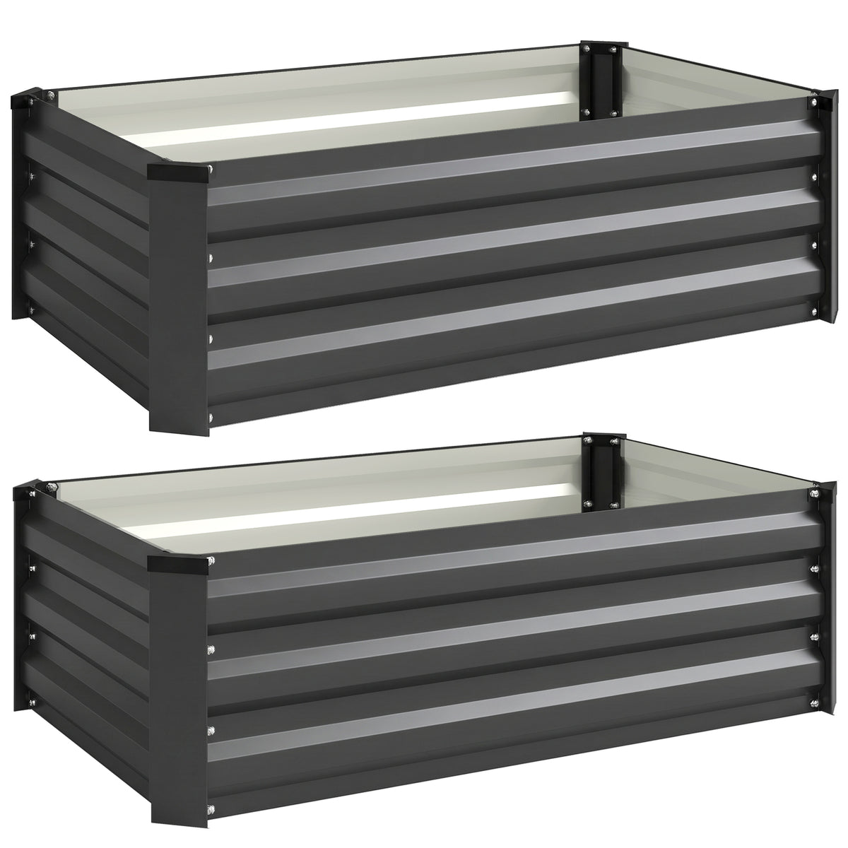Verhoogd tuinbed, kruidenbed, weerbestendig, open bodem, 100 x 60 x 30 cm, donkergrijs