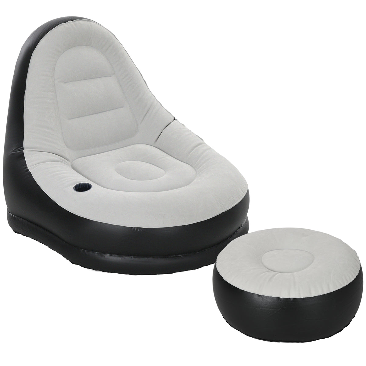 Opblaasbare fauteuil luchtstoel outdoor-stoel, 125 x 100 x 87 cm, grijs + zwart