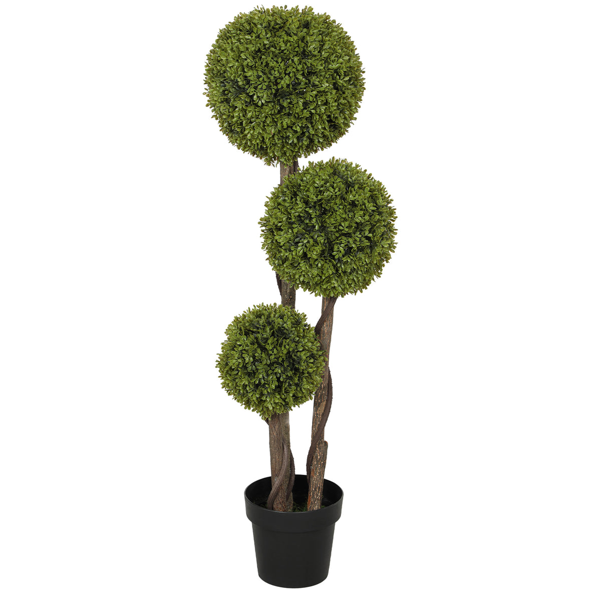 Kunstmatige buxus, kunstplant, realistische uitstraling, outdoor, groen + zwart