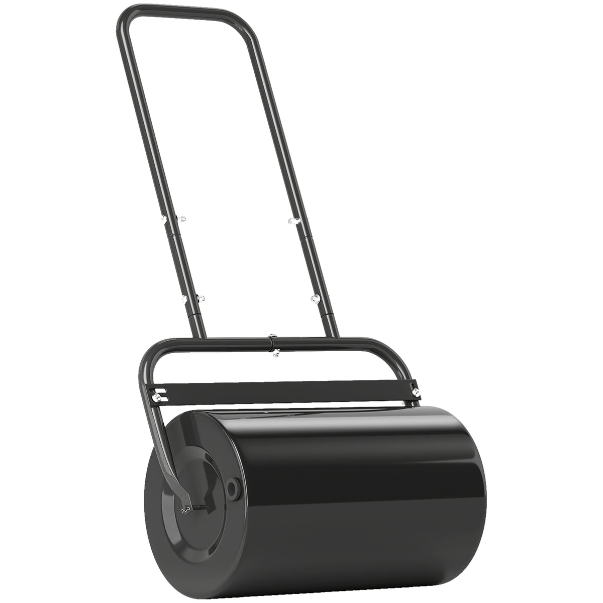 Gazonwals met U-handgreep, tuinwals, tuinroller, 32 cm diameter, 38 l water/62 kg zand, metaal, zwart, 58 x 32,5