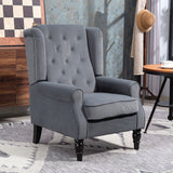 Oorfauteuil relaxfauteuil fauteuil, vintage design, knoopstiksel, gedraaide poten, 74 cm x 86 cm x 102 cm, grijs (10)