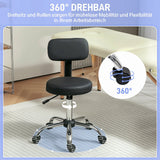 Rolkruk in hoogte verstelbare draaikruk met rugleuning, draaibare werkkruk kunstleer zwart 46 x 51 x 78-93 cm (5)