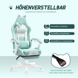 Gaming-stoel met kattenoortjes, kantelbare rugleuning, uitschuifbare voetensteun, belastbaar tot 120 kg (5)