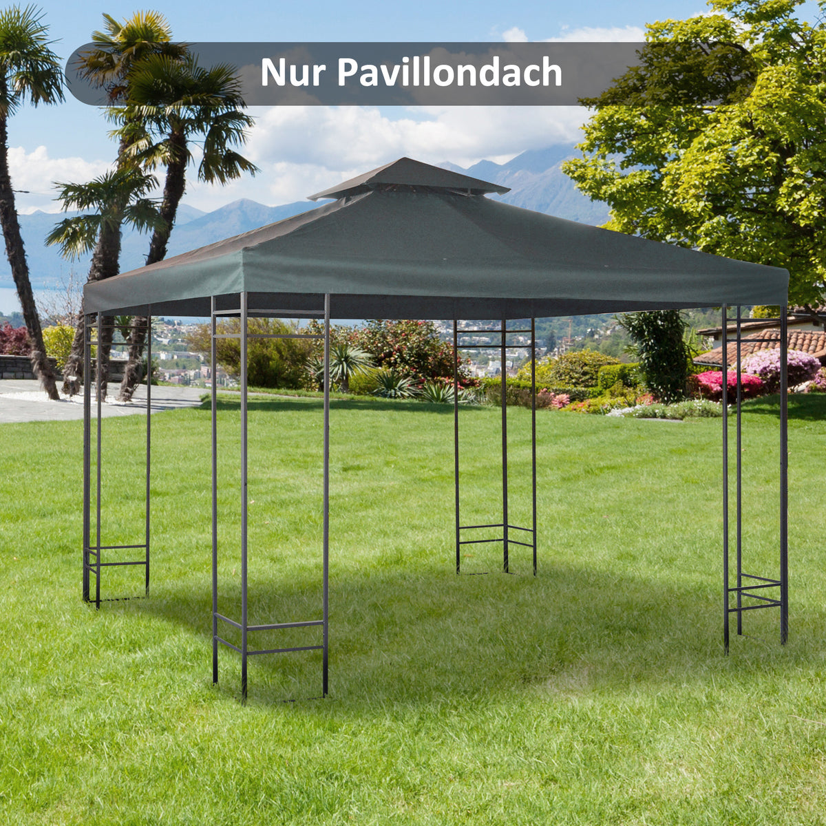 Vervangend dak voor paviljoen 3 x 3 m waterdicht paviljoendak met dubbel dak afvoergaten, vervangende hoes (2)