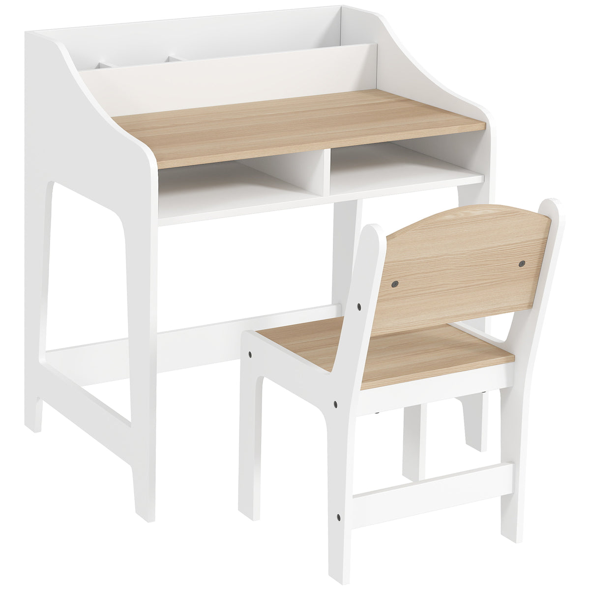 Kinderbureau-set met opbergruimte, open vakken, stoel, 3-8 jaar, hout