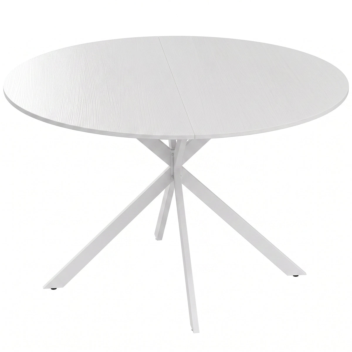 Ronde eettafel voor 4 personen, keukentafel in industriële stijl met stalen poten, voor eetkamer, keuken, wit