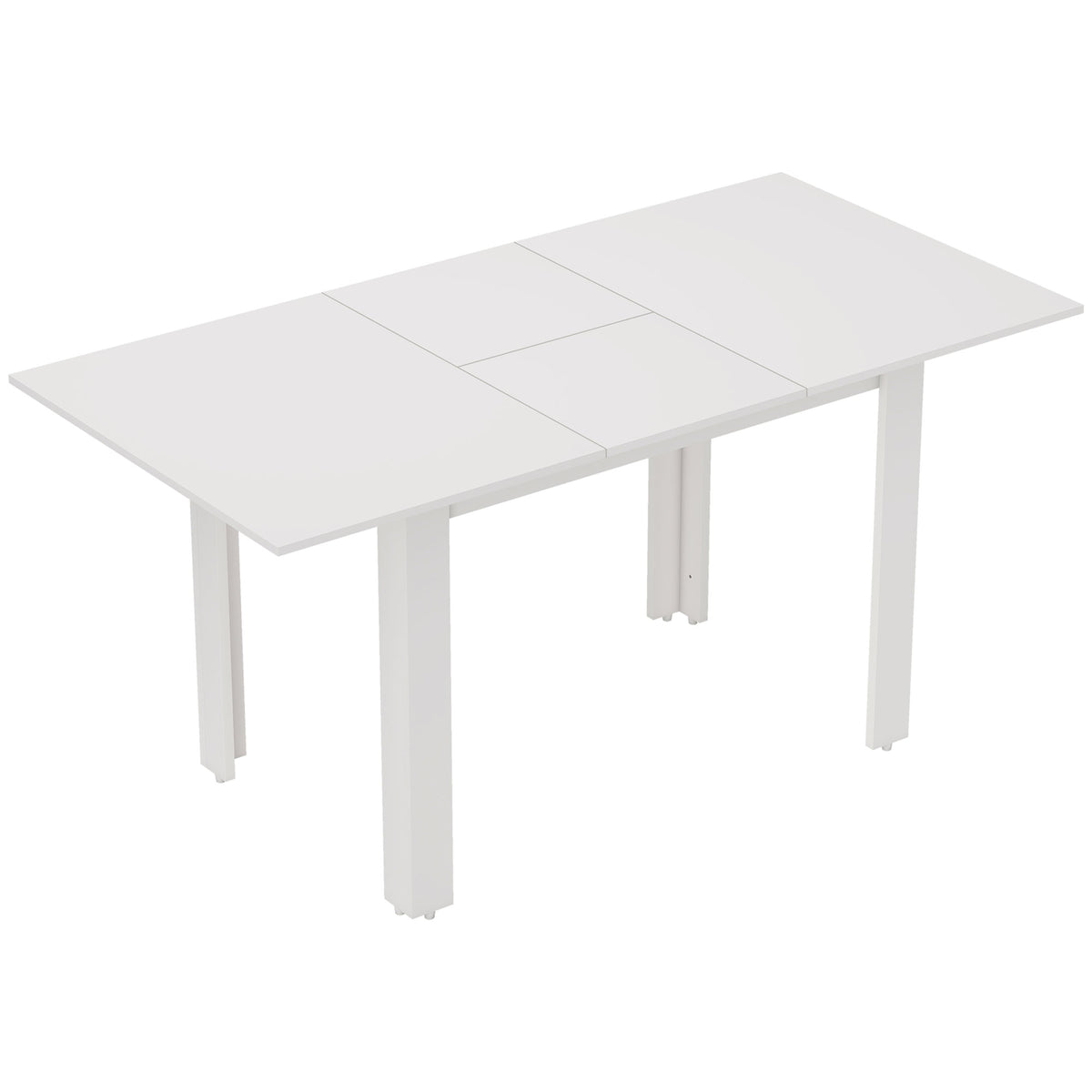 Uittrekbare eettafel, 120-160 x 70 cm, verstelbare keukentafel voor 4-6 personen, MDF, hoogglans wit