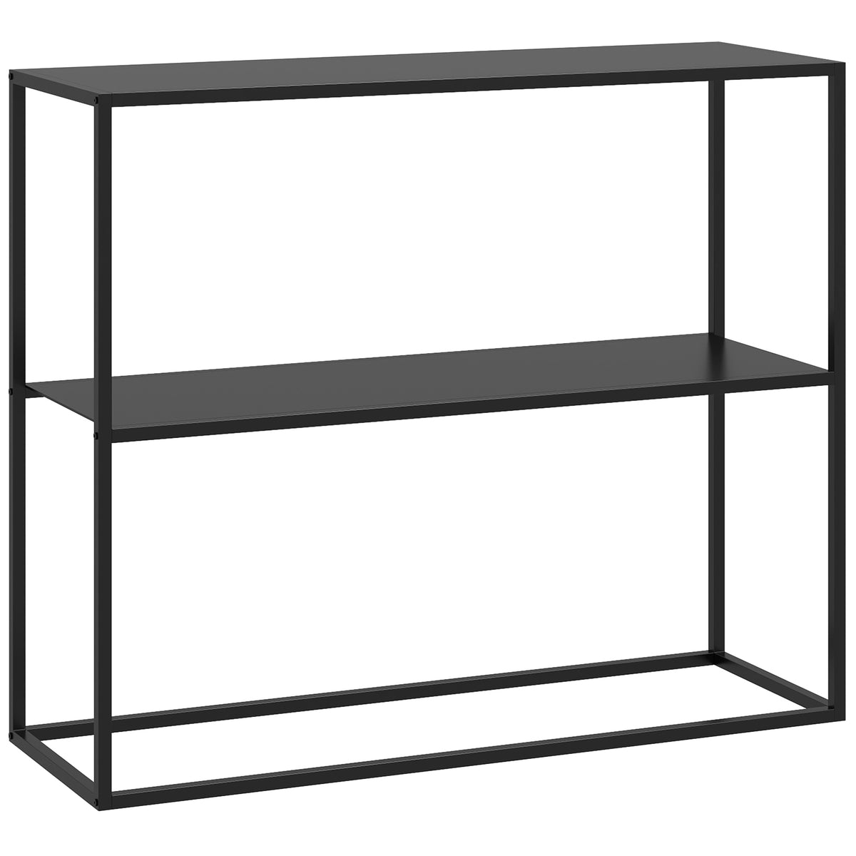 Sidetable, dressoir, 2 niveaus, gepoedercoat staal, 90 x 30 x 75 cm, zwart