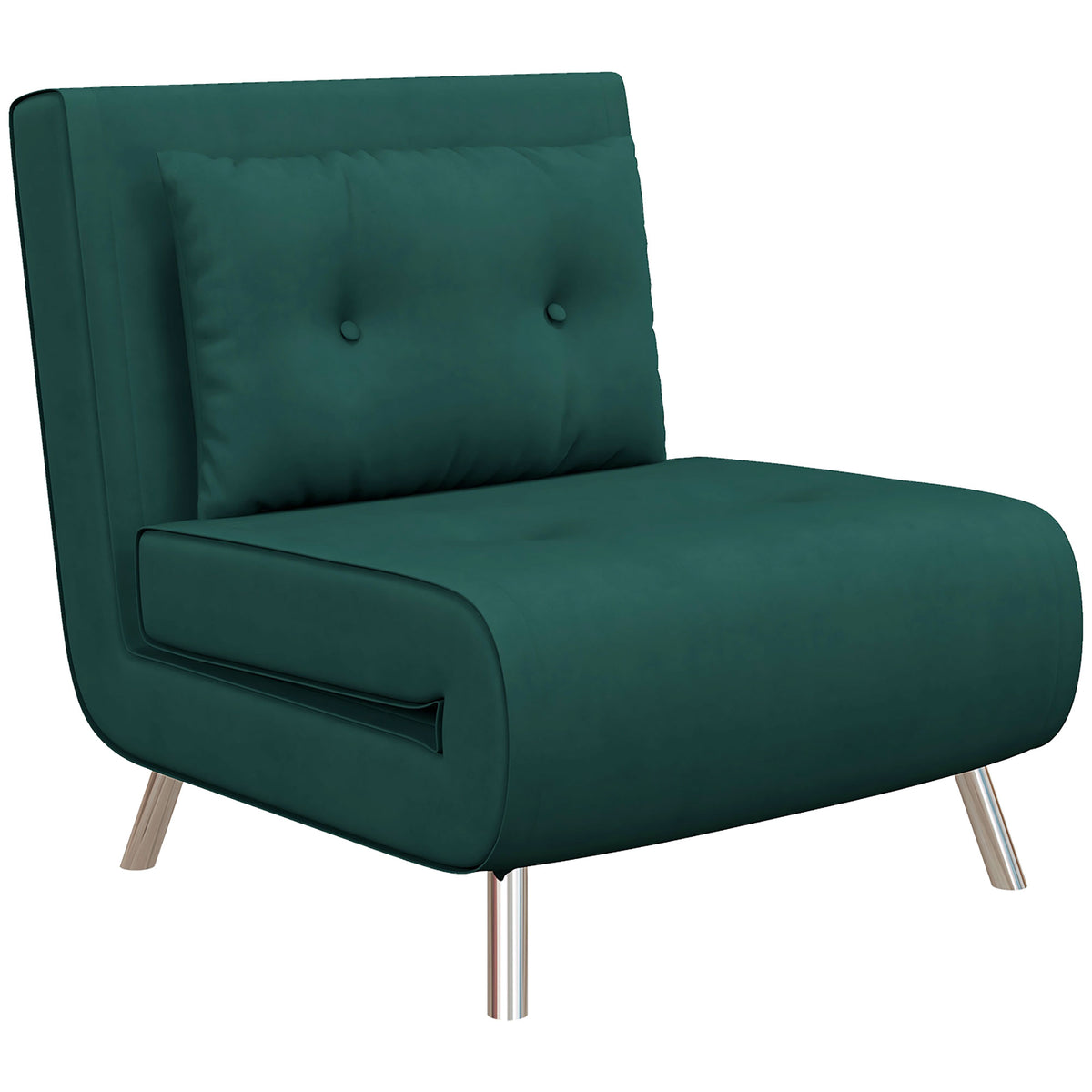 Relaxfauteuil, fauteuil met ligfunctie, slaapfauteuil, knoopstoffering, linnenlook, 77 cm x 88 cm x 83 cm, groen
