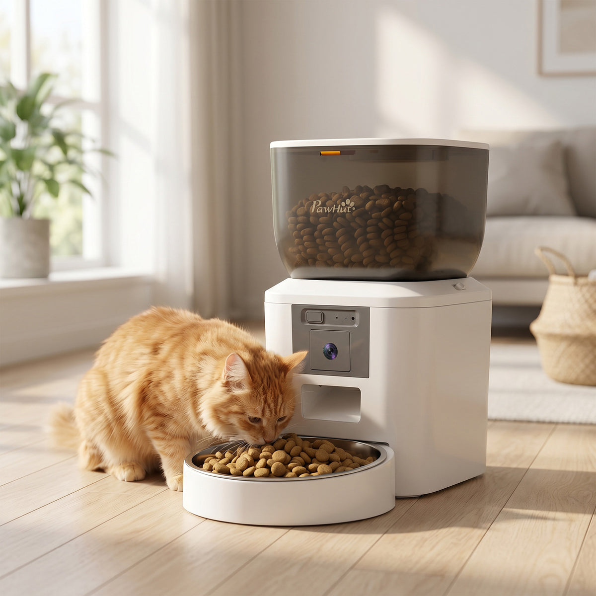 Automatische voerbak voor katten met camera, 2,4 GHz wifi, app-besturing, 4L voerautomaat voor 1–10 maaltijden (2)