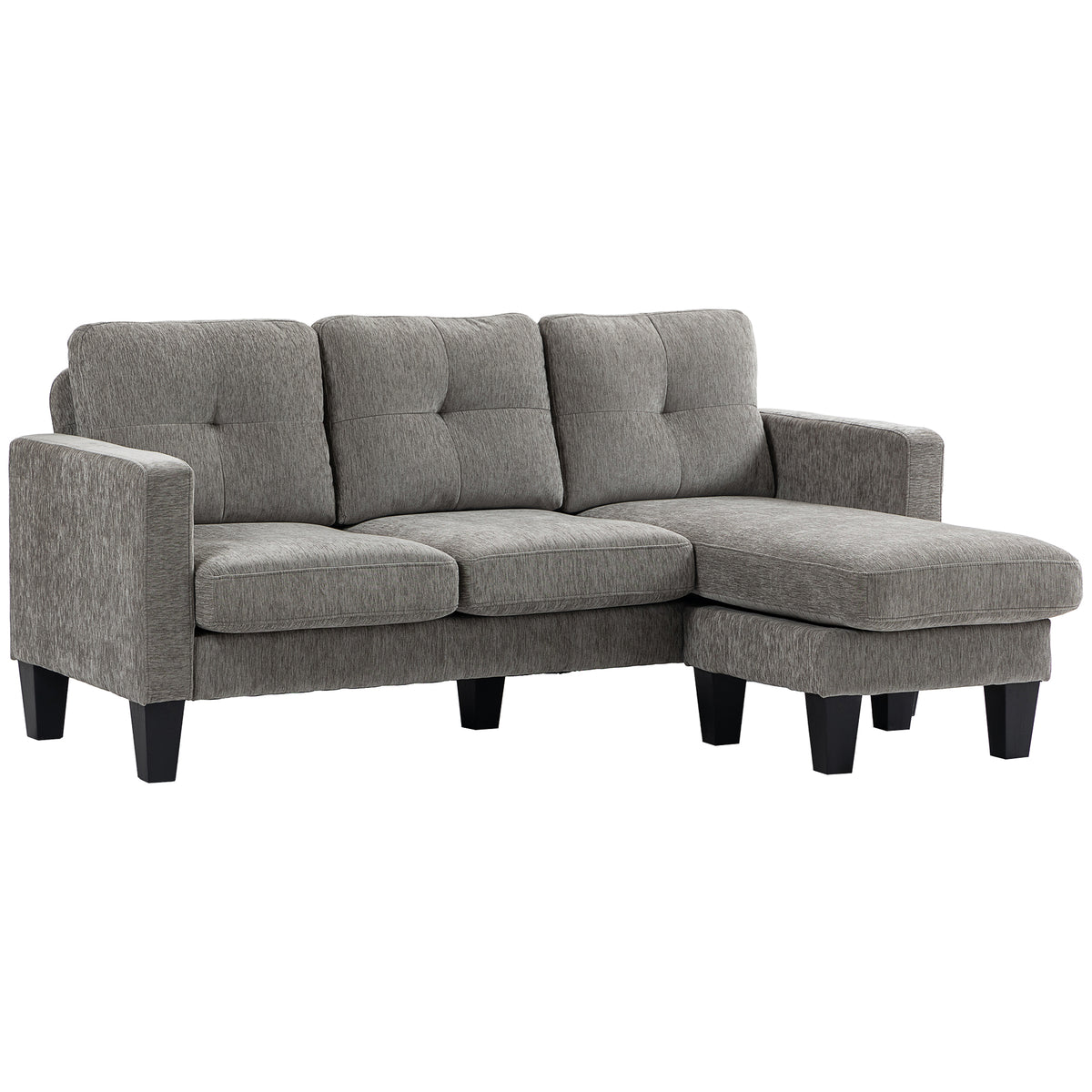 Hoekbank, hoekbank met omkeerbare chaise longue, L-vormige bank, bekleding in linnenlook, 186 x 130 x 84 cm