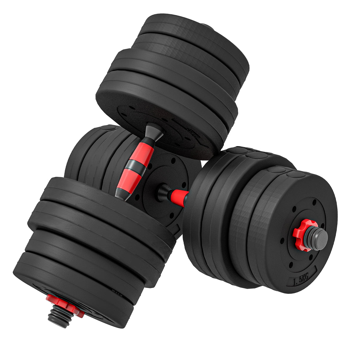 2-in-1 halterset 30 kg verstelbare dumbbells & halterstang professioneel krachttraining zwart