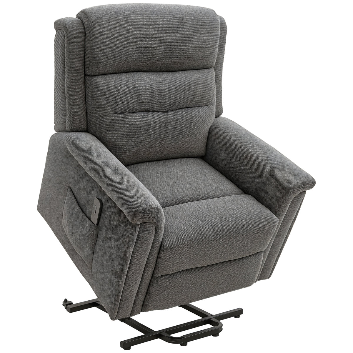Relaxfauteuil met sta-op-hulp incl. afstandsbediening, voetensteun, staal, grijs