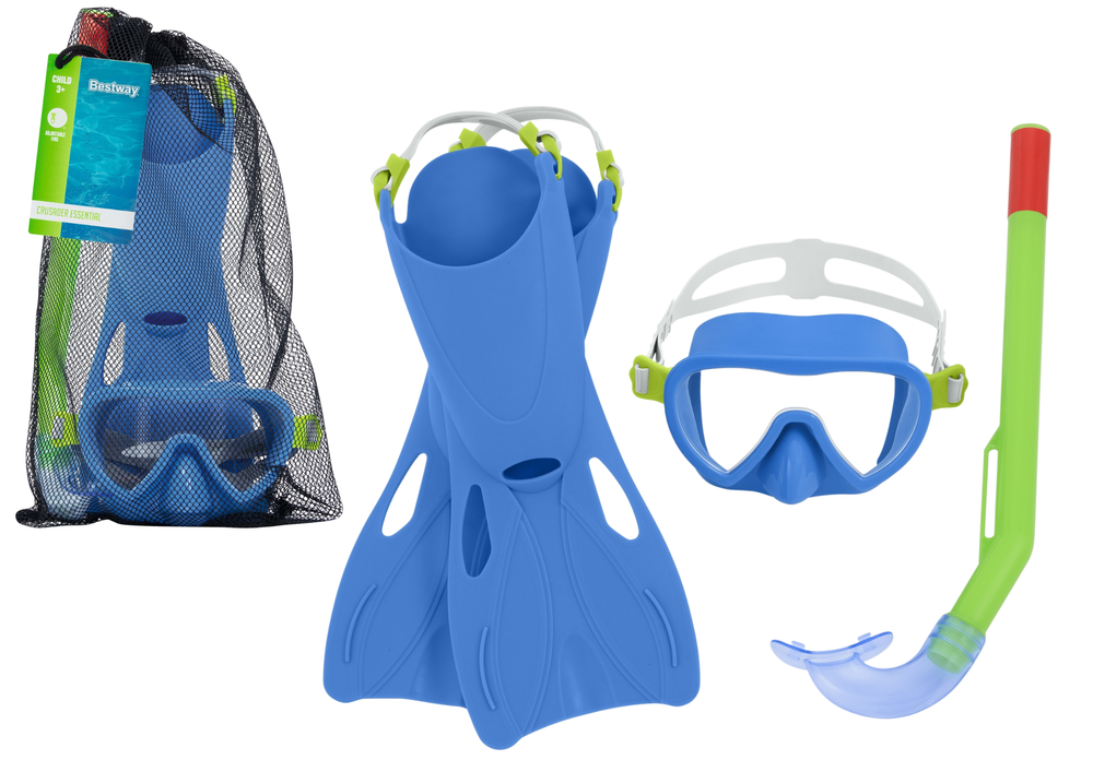 Duikset blauw masker, zwemvliezen, snorkel Bestway 25039