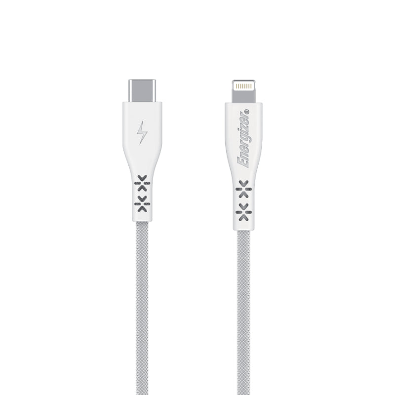 Energizer HardCase - USB-C naar Lightning-verbindingskabel met MFi-certificering 1,2 m (wit)