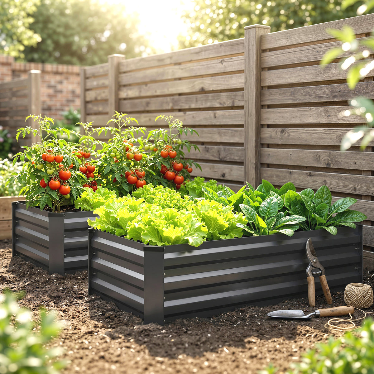 Verhoogd tuinbed, kruidenbed, weerbestendig, open bodem, 100 x 60 x 30 cm, donkergrijs (2)