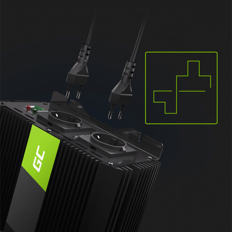 Green Cell - Omvormer PRO 12V naar 230V 2000W/4000W Gemodificeerde sinusgolf (2)