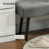 Gestoffeerde bank met corduroy bekleding, slaapbank met metalen poten, schoenenbank 100 x 36 x 45 cm grijs (5)