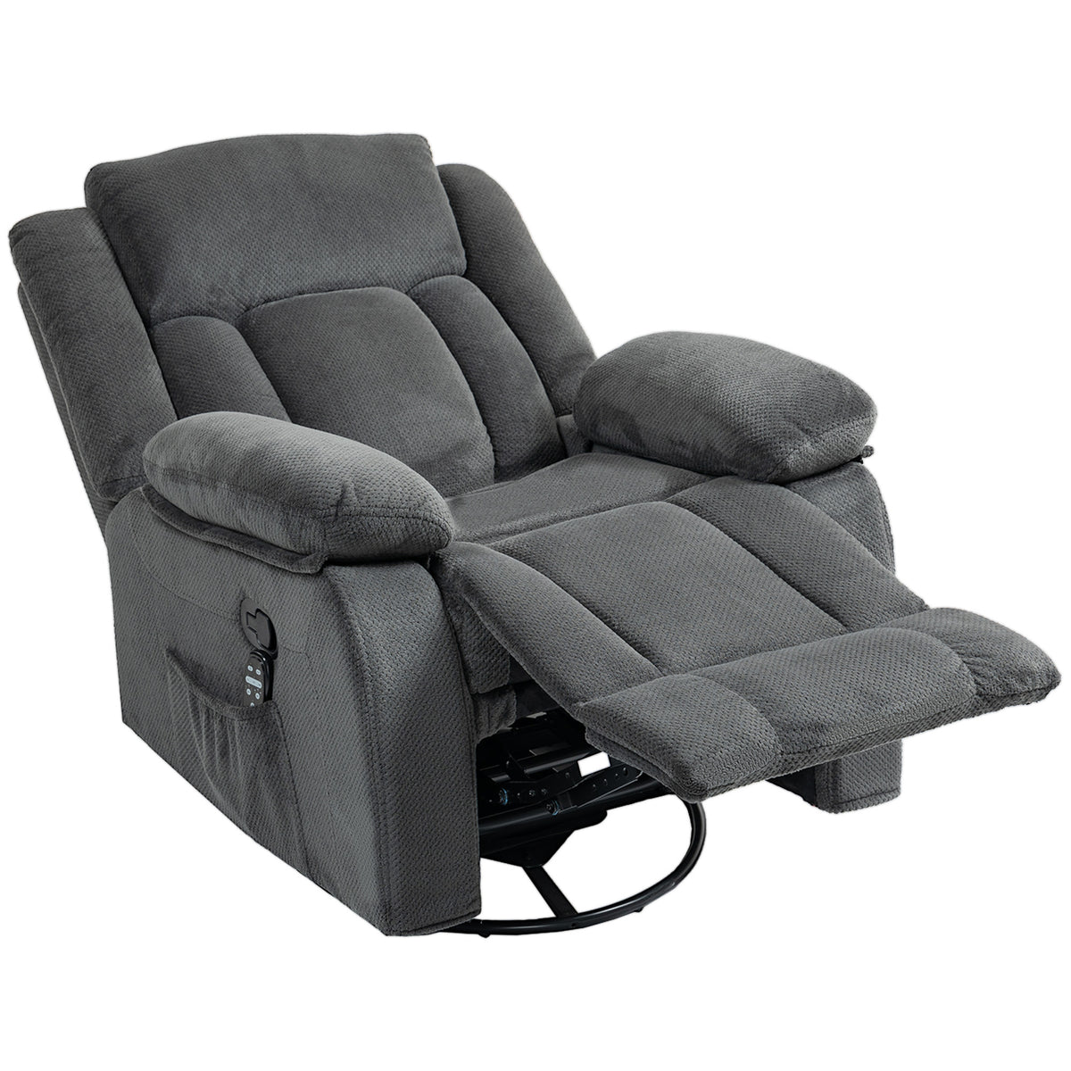 Relaxfauteuil met vibratiemassage en warmtefunctie, handmatig verstelbare draaifauteuil met schommelfunctie en