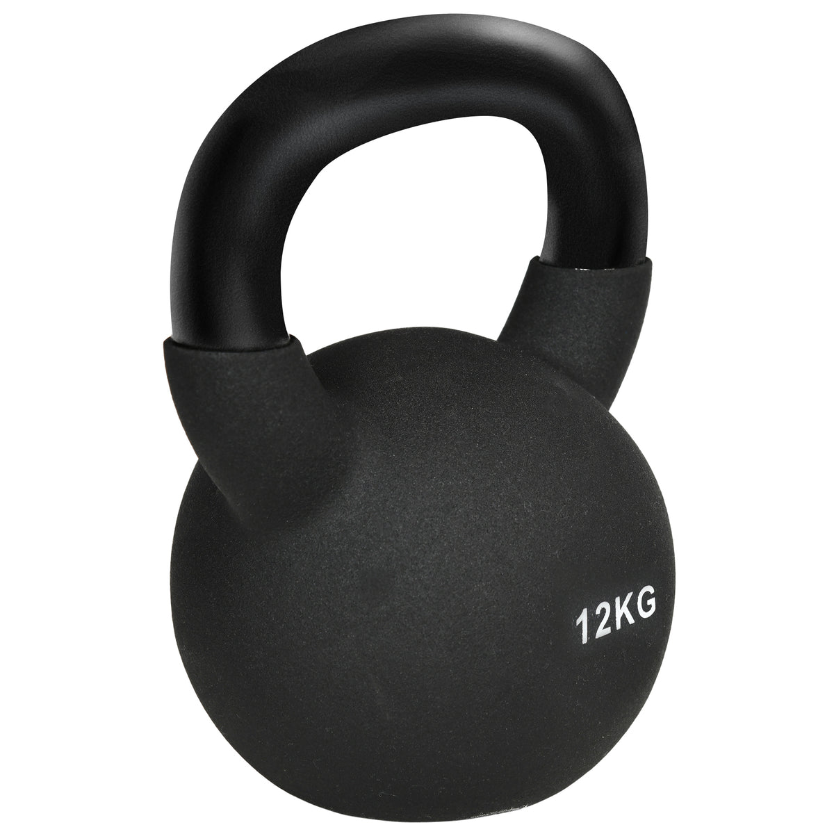 Kettlebell, gietijzeren halter, 12 kg, met kunststof ommanteling, staal, zwart 20 x 13 x 22cm