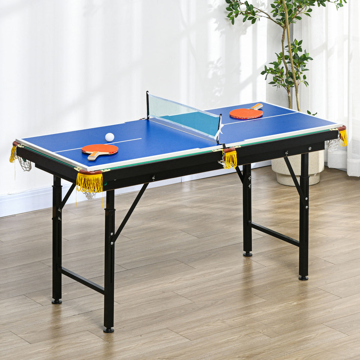 2-in-1 biljarttafel, tafeltennistafel, met accessoires, 140x63x80cm, blauw/groen (2)