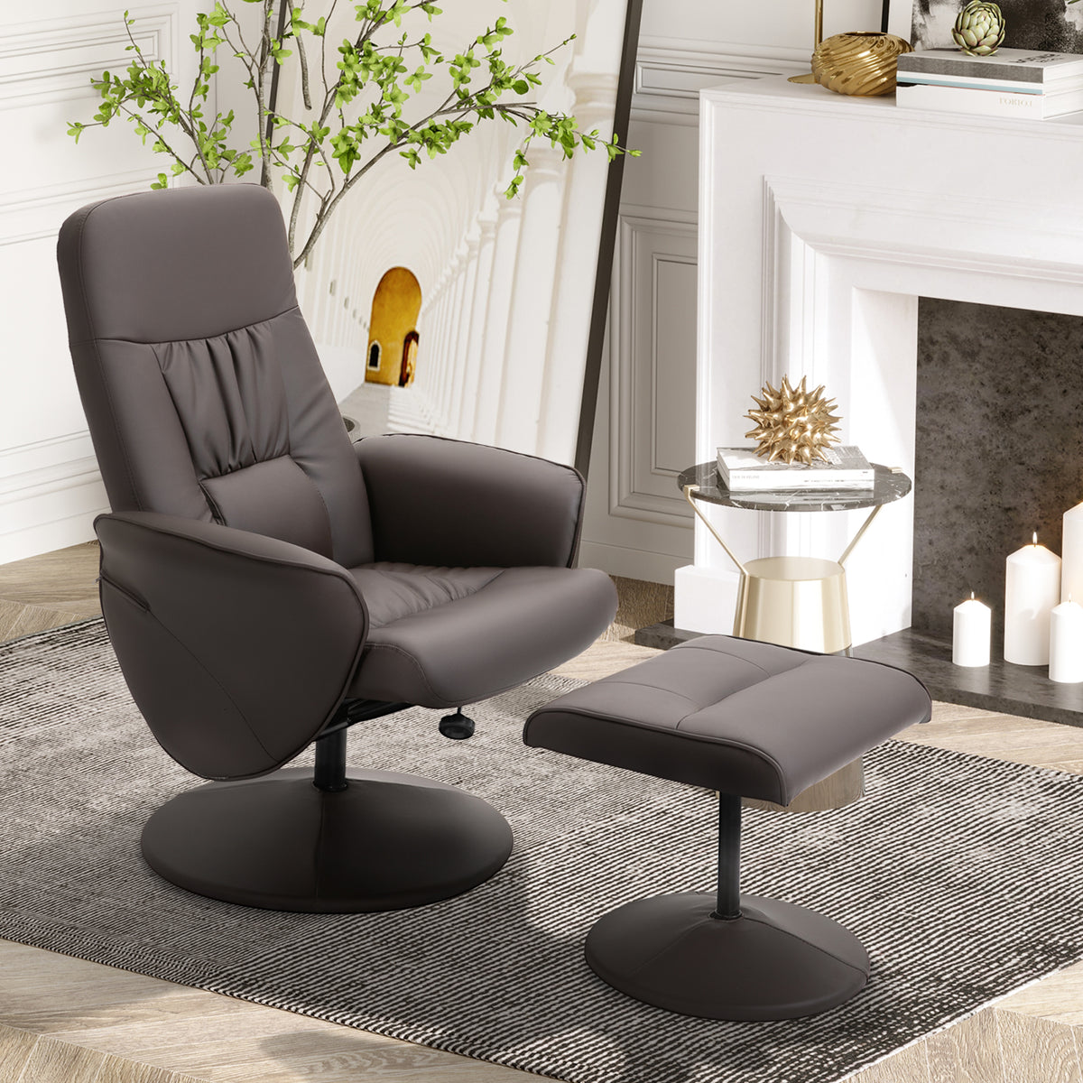 2-delige fauteuilset, fauteuil met voetenbank, relaxfauteuil met voetenbank, in hoogte verstelbaar, verstelbare (2)