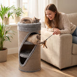 Krabton 75 cm hoog Ø 35 cm 4-laagse kattenmand met 3 holen, afneembaar wasbaar pluche bed sisal-kraboppervlak (9)