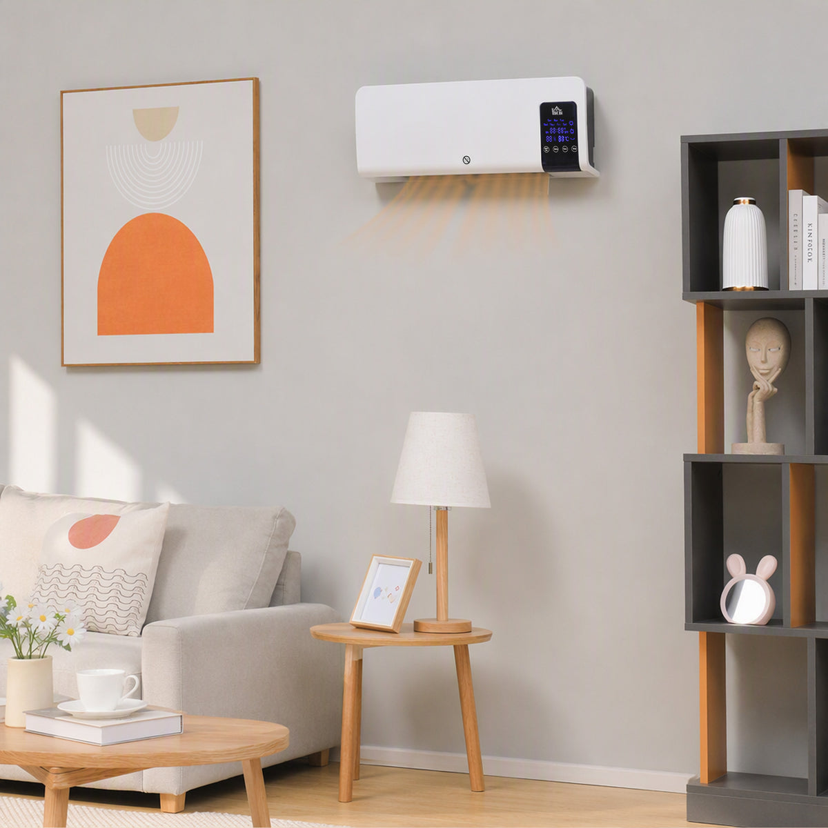 Elektrische verwarming, wandmontage, zwenkfunctie, 2 standen, timer, led-display, wit (2)
