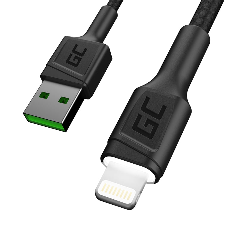 Green Cell Ray - USB-kabel - Lightning 200 cm met witte led-verlichting, snelladen Apple 2,4 A