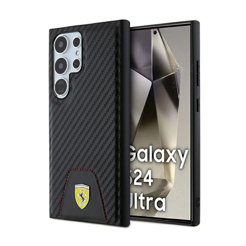 Ferrari Carbon Stitched Bottom - hoesje voor Samsung Galaxy S24 Ultra (zwart)