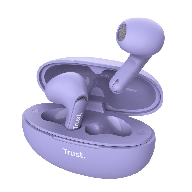 Trust Yavi - Draadloze Bluetooth TWS-oortjes met oplaadetui en ENC (Paars)