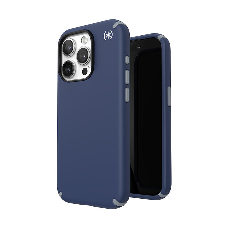 Speck Presidio2 Pro MagSafe hoesje - iPhone 15 Pro (Kustblauw / Leigrijs / Wit)