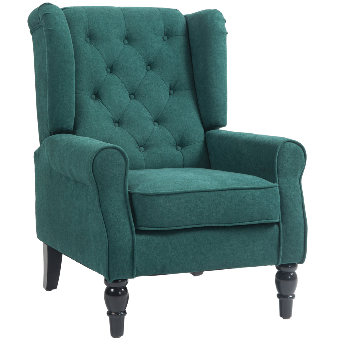 Elegante oorfauteuil, dik gestoffeerd, afneembare hoes, 74 x 86 x 102 cm, donkergroen