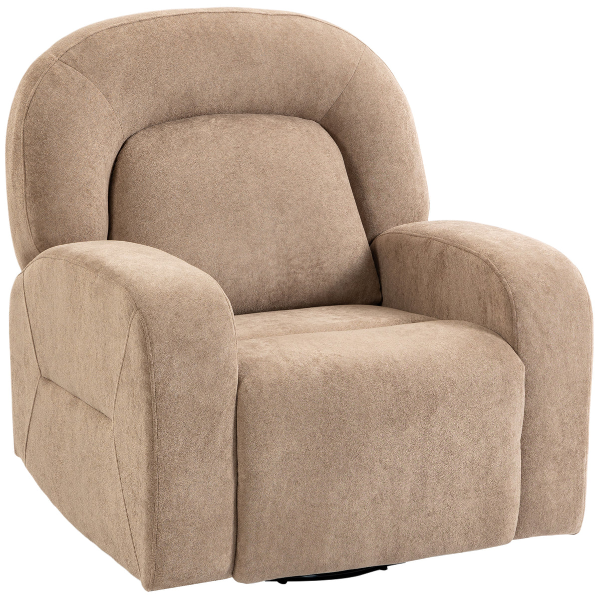 Relaxfauteuil, 360° draaibare ligstoel met wolkzachte fluwelen stof, brede zitting, voor woonkamer, kaki
