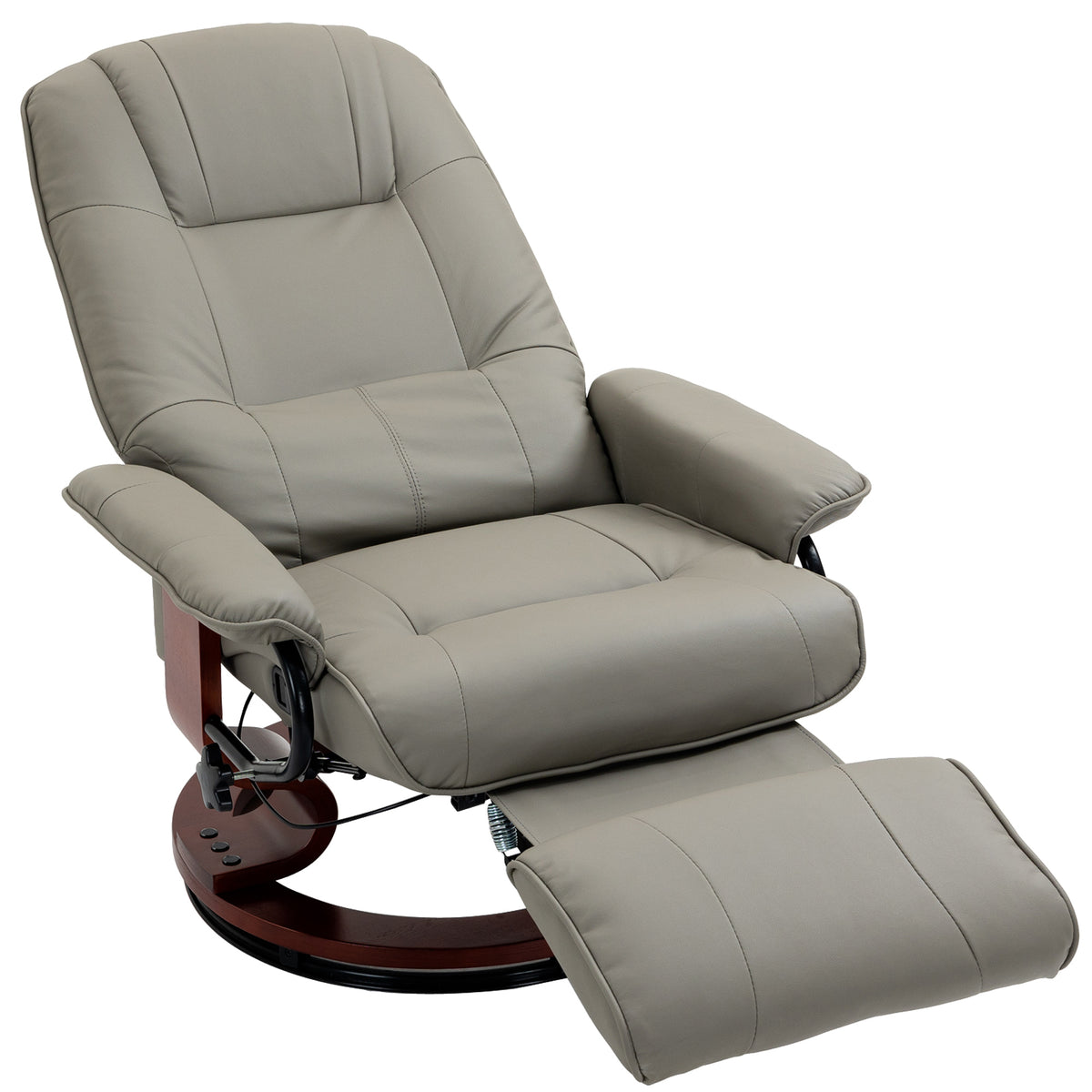 Relaxfauteuil televisiefauteuil ligstoel kunstleer 360° draaistoel 145° verstelbaar grijs 78 x 87 x 100 cm