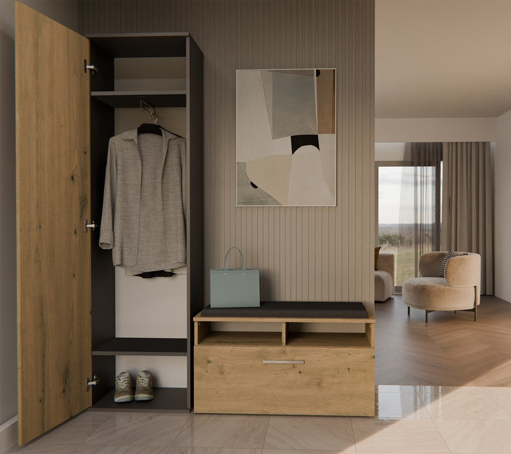 Kleiderschrank DUO ANTHRAZIT EICHE ARTISAN – Produktabbildung 3