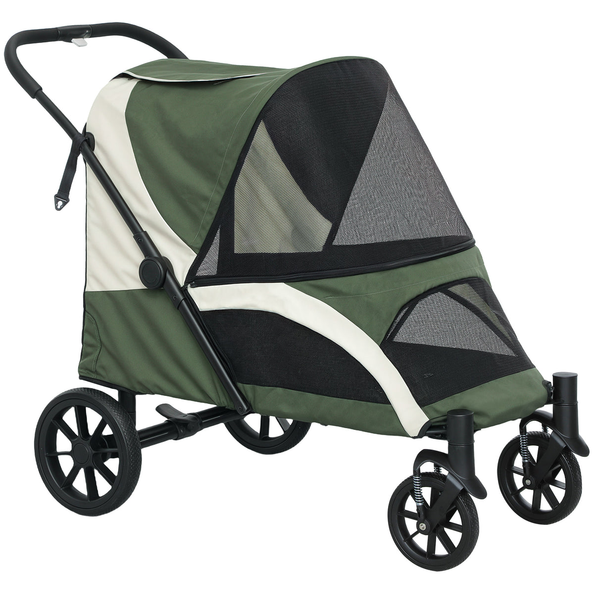 Hondenwagen, opvouwbare hondenbuggy voor middelgrote honden, huisdierwagen met 4 wielen, veiligheidslijnen en