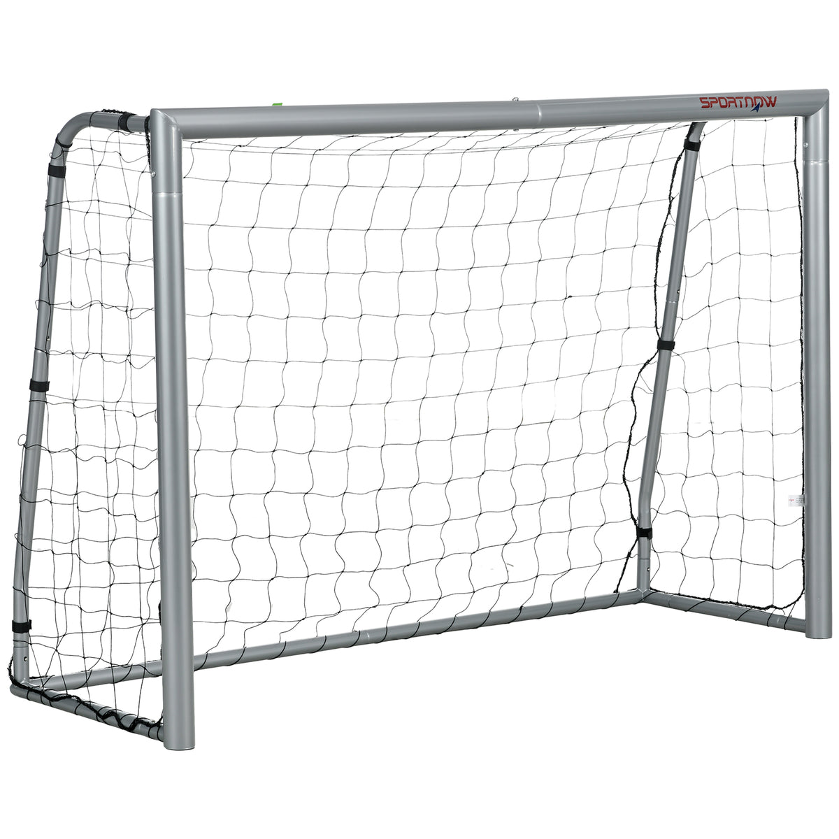 Voetbaldoel weerbestendig, stabiel metalen frame, scheurvast net, 160H x 240L x 85B cm, grijs