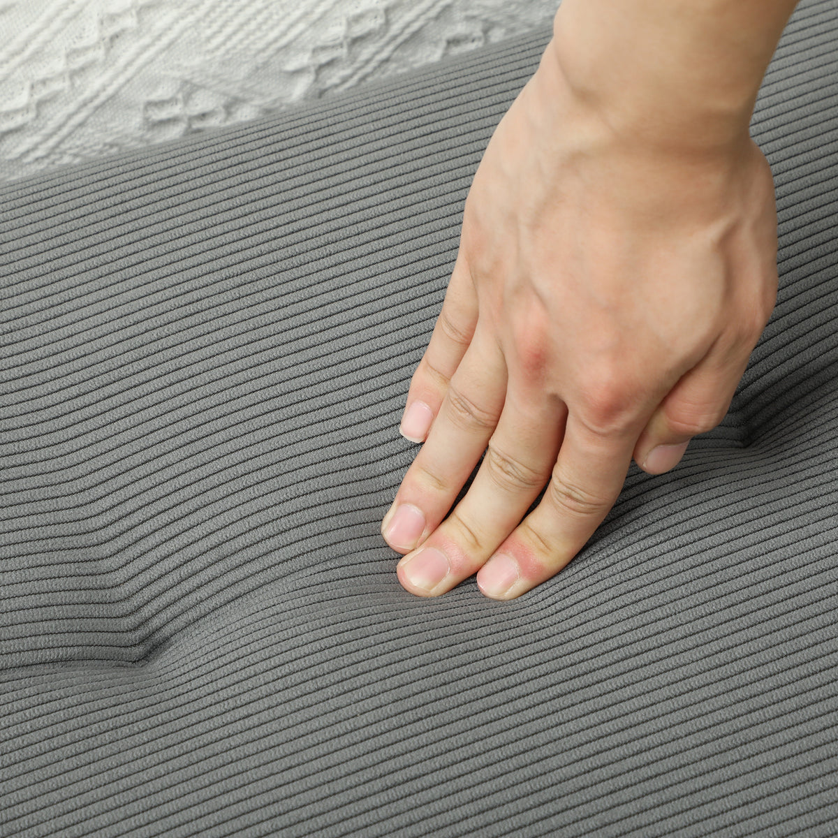 Gestoffeerde bank met corduroy bekleding, slaapbank met metalen poten, schoenenbank 100 x 36 x 45 cm grijs (9)