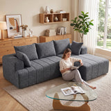 3-zits hoekbank in L-vorm met ottomane, converteerbare chenille-cloud-slaapbank met binnenveringbekleding, grijs (9)