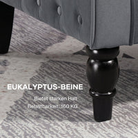 Oorfauteuil relaxfauteuil fauteuil, vintage design, knoopstiksel, gedraaide poten, 74 cm x 86 cm x 102 cm, grijs (7)