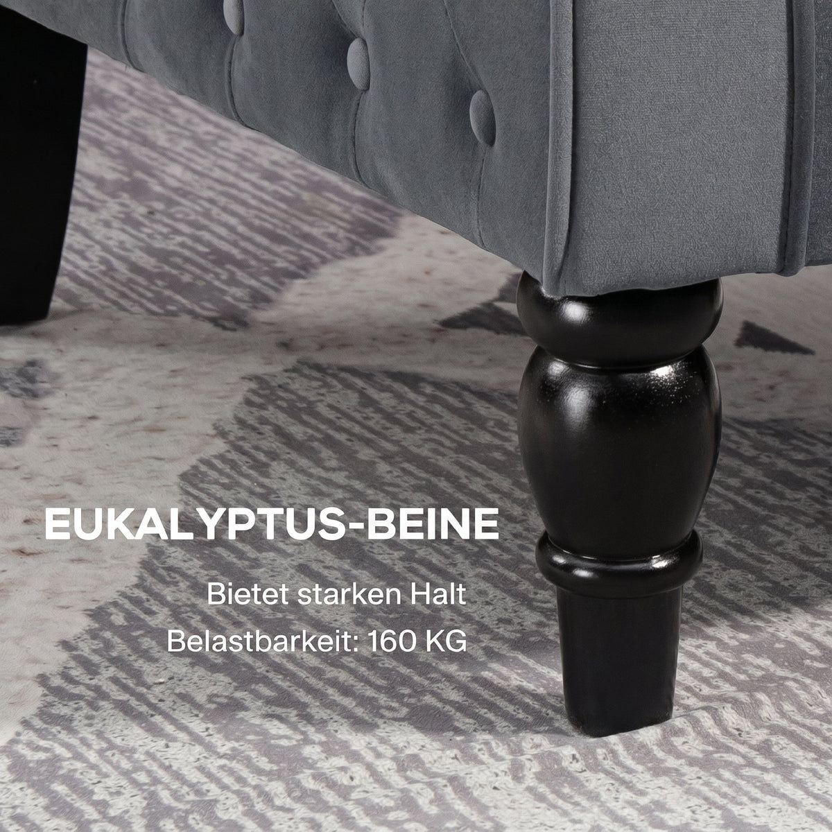 Oorfauteuil relaxfauteuil fauteuil, vintage design, knoopstiksel, gedraaide poten, 74 cm x 86 cm x 102 cm, grijs (7)