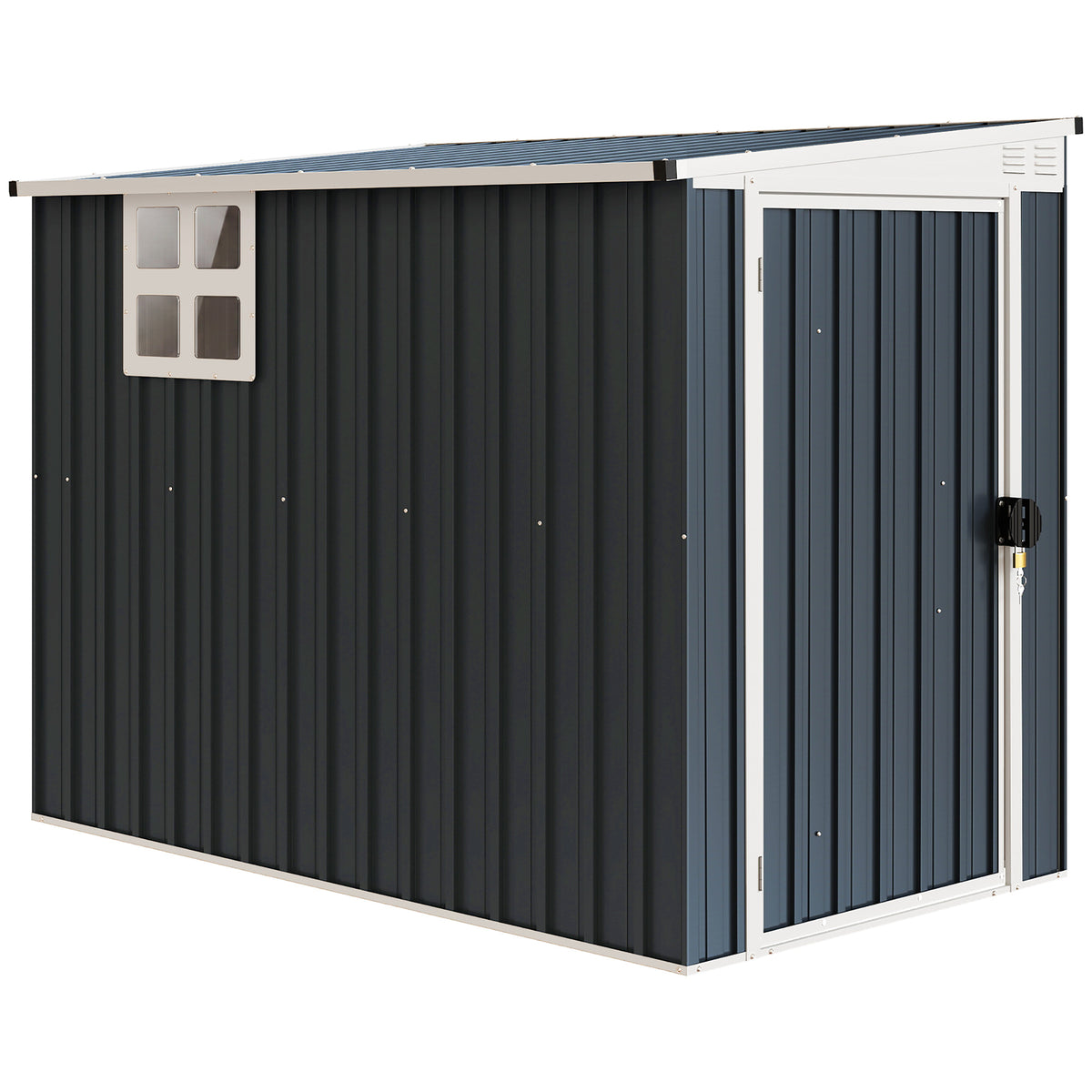 Tuinopbergschuur, gereedschapsschuur voor tuingereedschap, ramen, ventilatieopeningen, afsluitbaar, staal