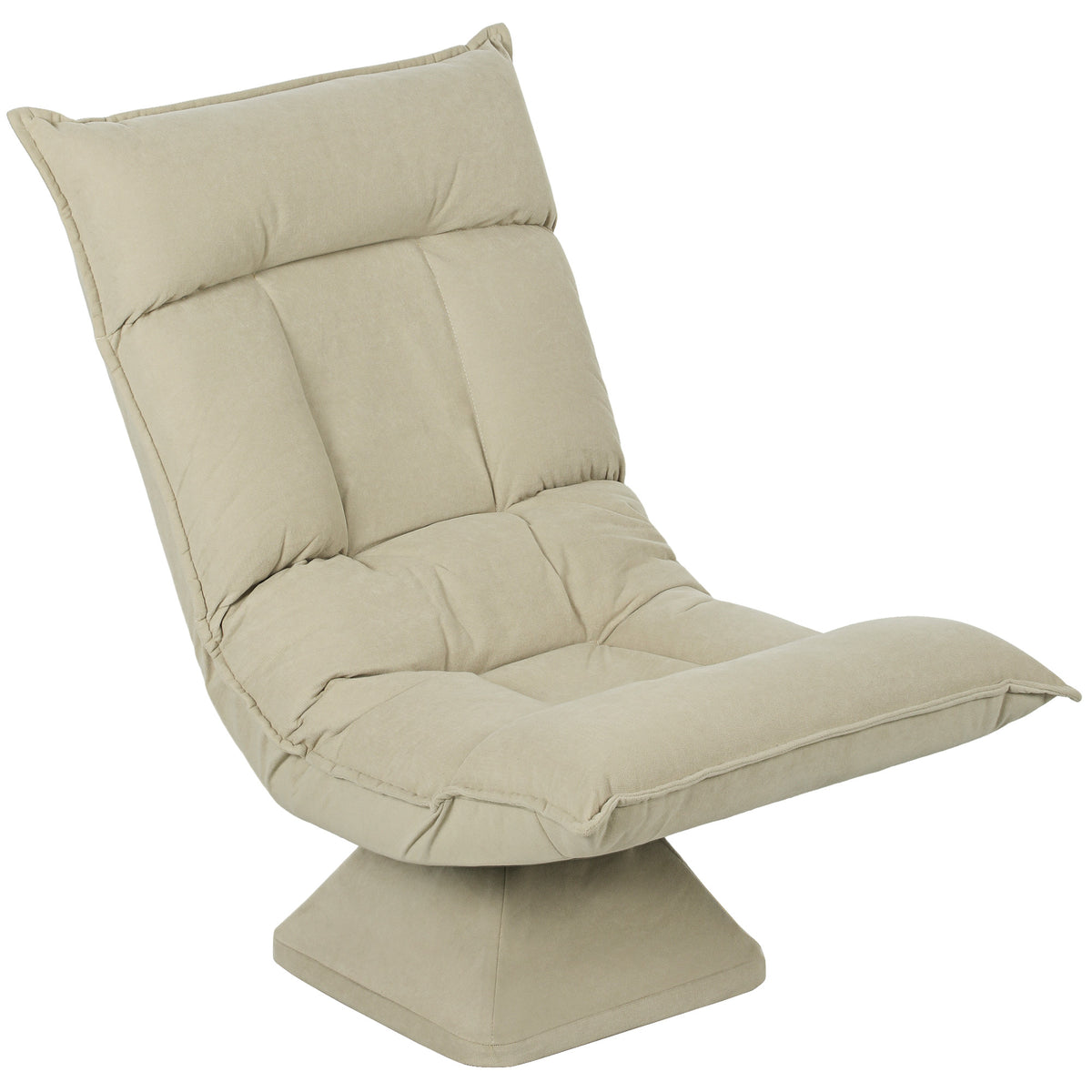 Vloerstoel met 5-voudig verstelbare rugleuning, draaibaar, moderne gestoffeerde stoel, beige