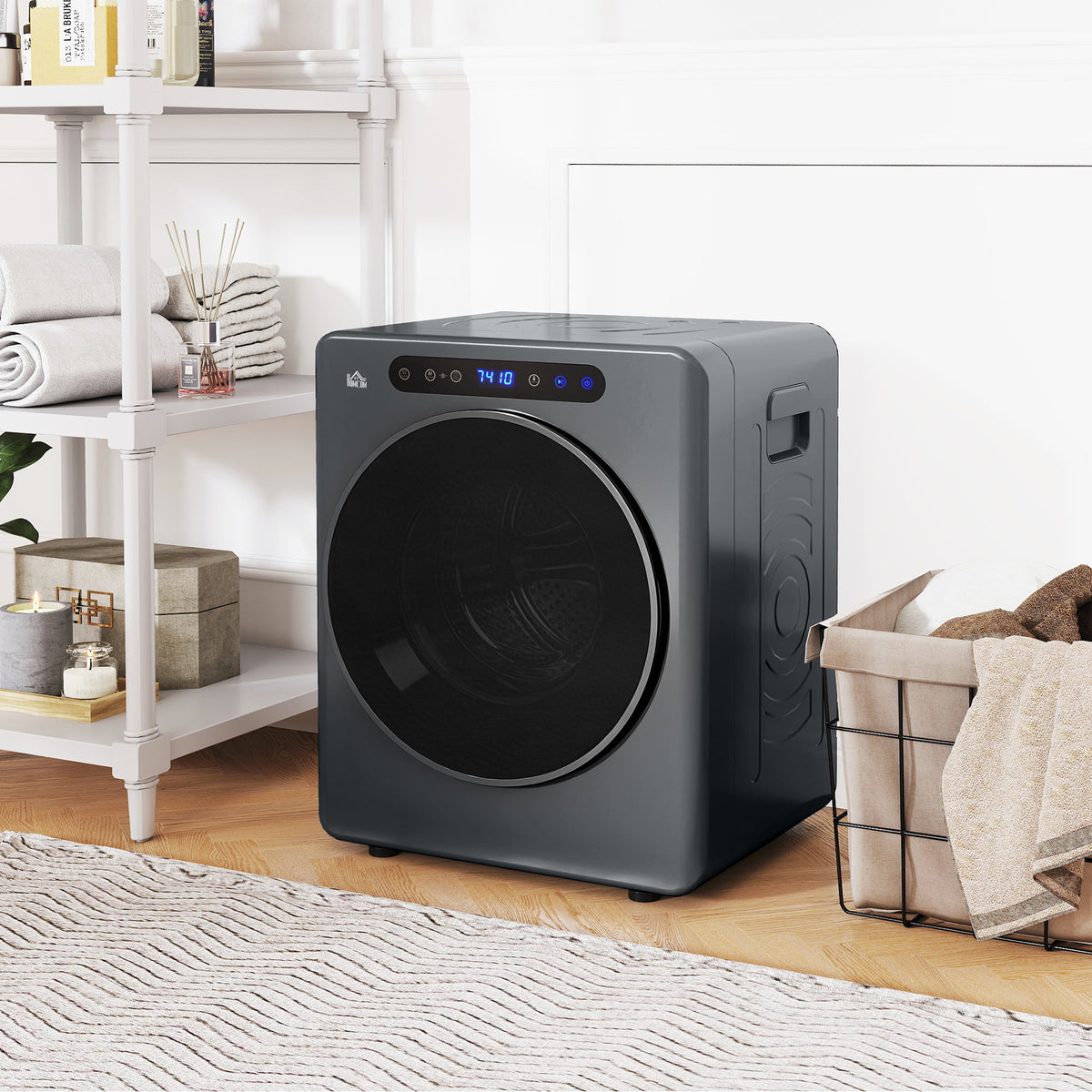 Wasdroger, 6 programma's, 40-60℃, 3 kg capaciteit, compact, touch-bediening, grijs (2)